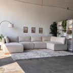 Cream Bouclé Modular Sectional with Ottoman