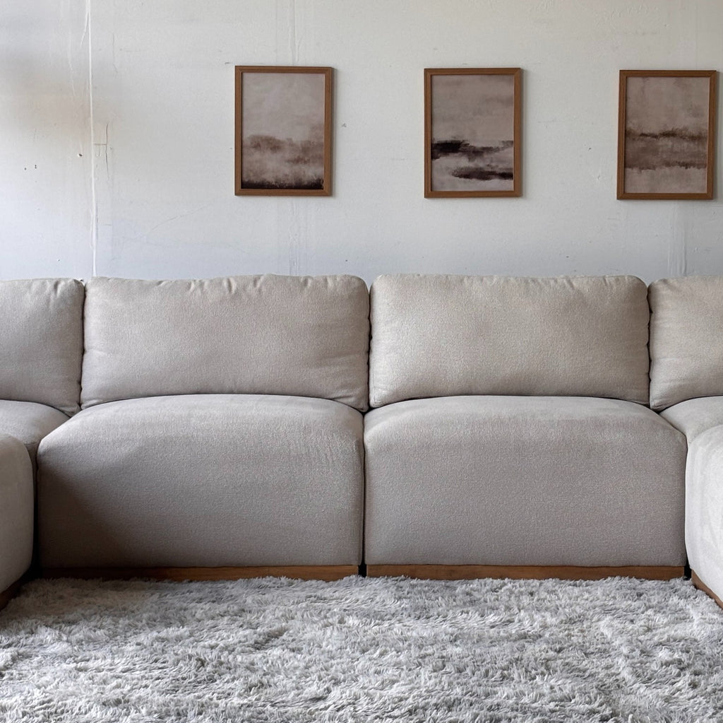 Cream Bouclé Modular Sectional with Ottoman