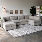 Beige Modular Thomasville "Tisdale" Sectional with Storage Ottoman - Modular Comfort