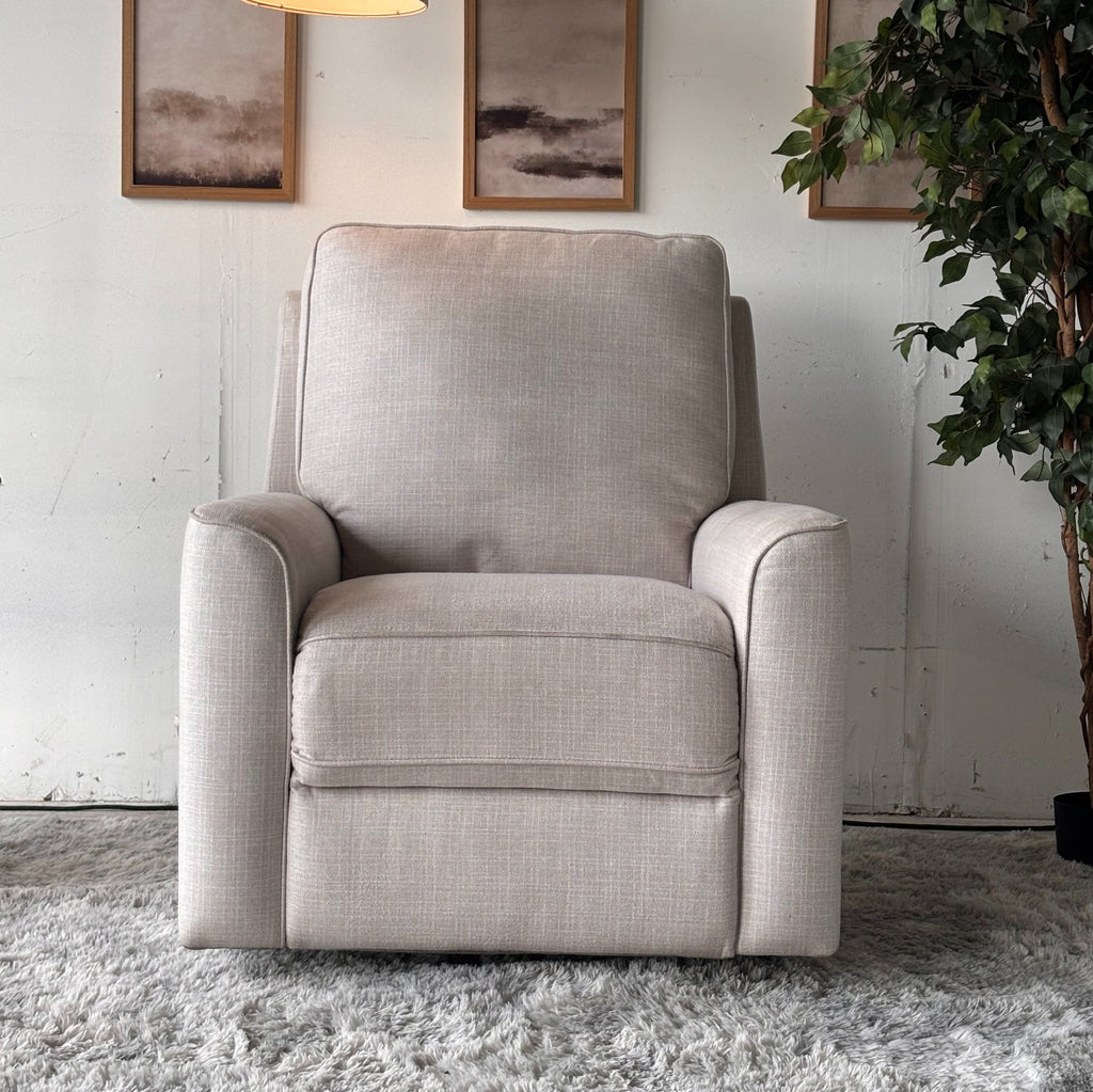 Cream Fabric Swivel Rocker Chair with Recliner