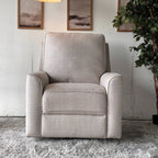 Cream Fabric Swivel Rocker Chair with Recliner