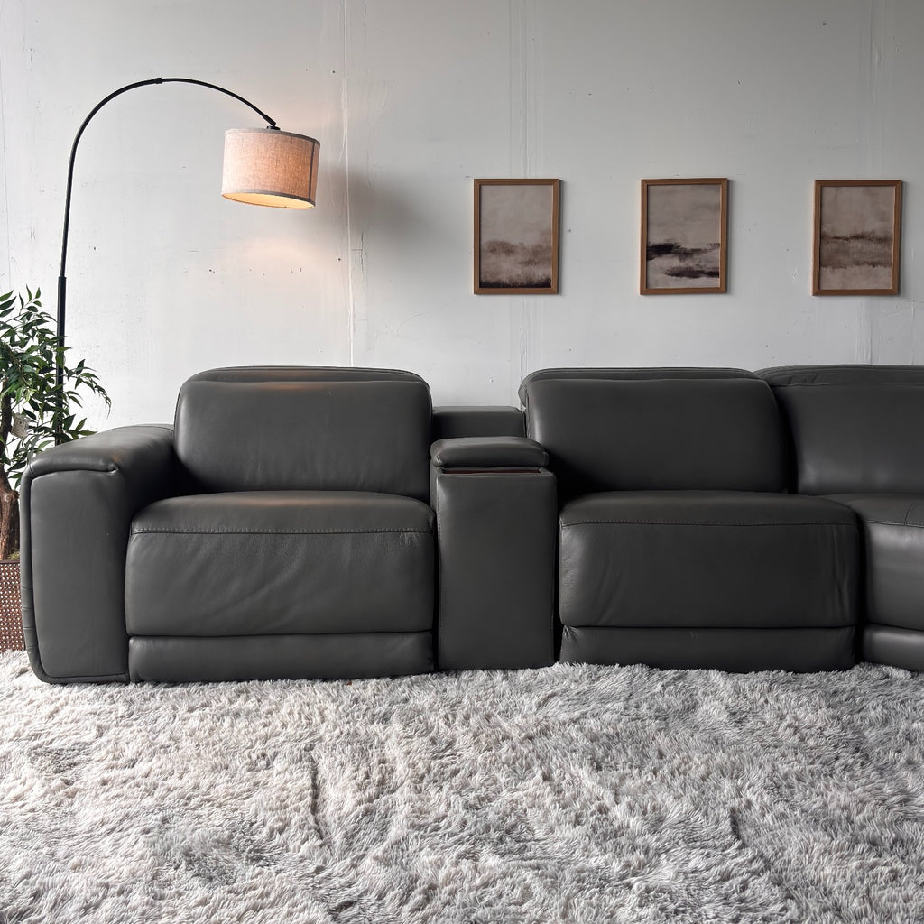 New, In-Box, Aiden & Ivy "Karson" Top Grain Leather Sectional with Power Recliners