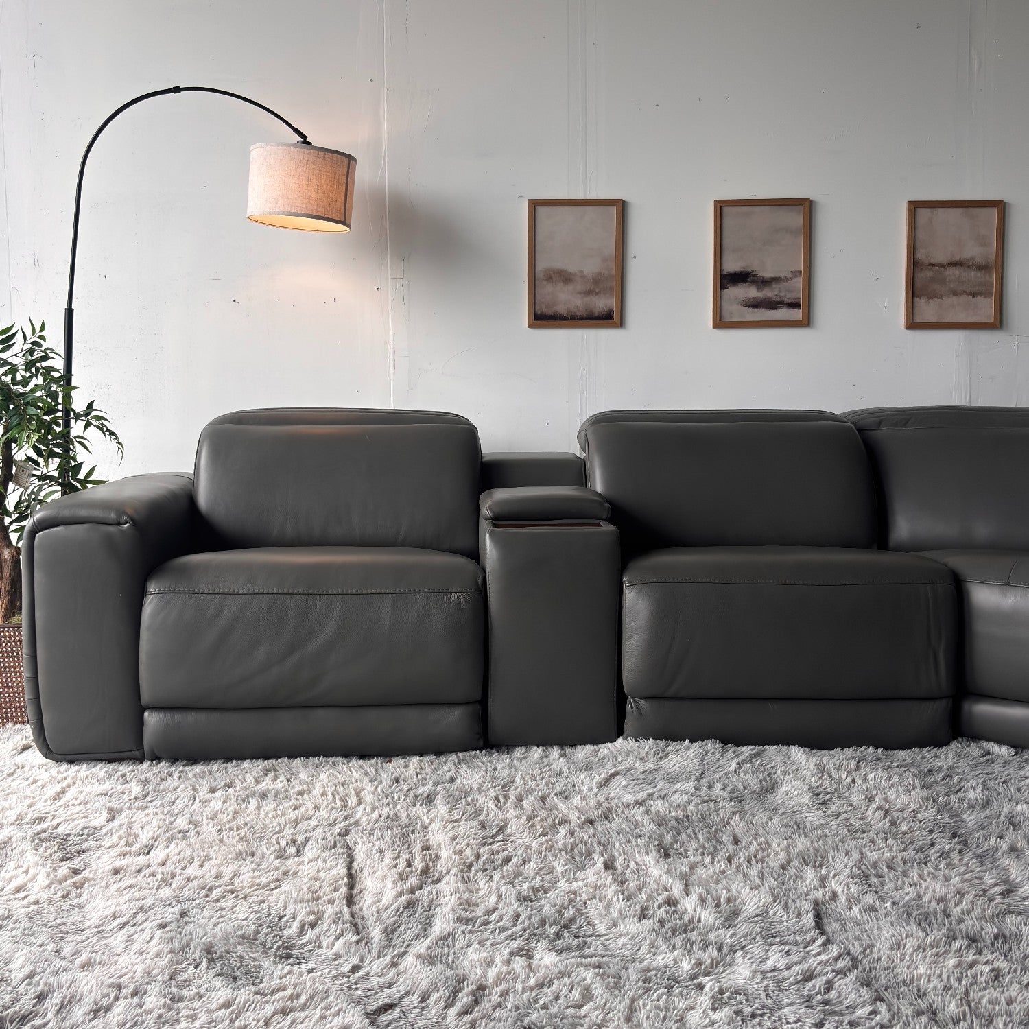 New, In-Box, Aiden & Ivy "Karson" Top Grain Leather Sectional with Power Recliners
