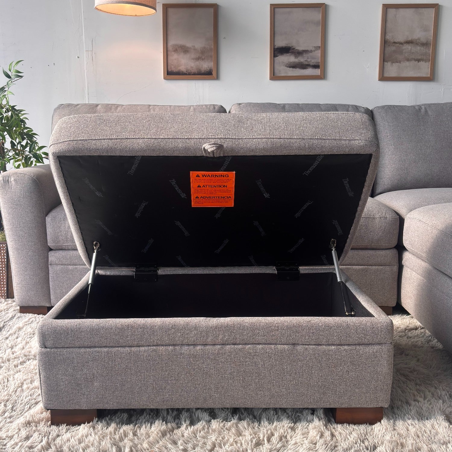 New Gray Thomasville Sectional with Storage Ottoman-FREE Delivery!