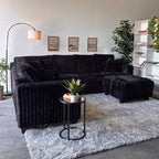 Monroe Fluffy Corduroy Sectional with Ottoman - Brand New