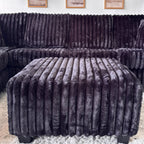 Monroe Fluffy Corduroy Sectional with Ottoman - Brand New