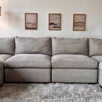 Beige Modular Thomasville "Tisdale" Sectional with Storage Ottoman - Modular Comfort
