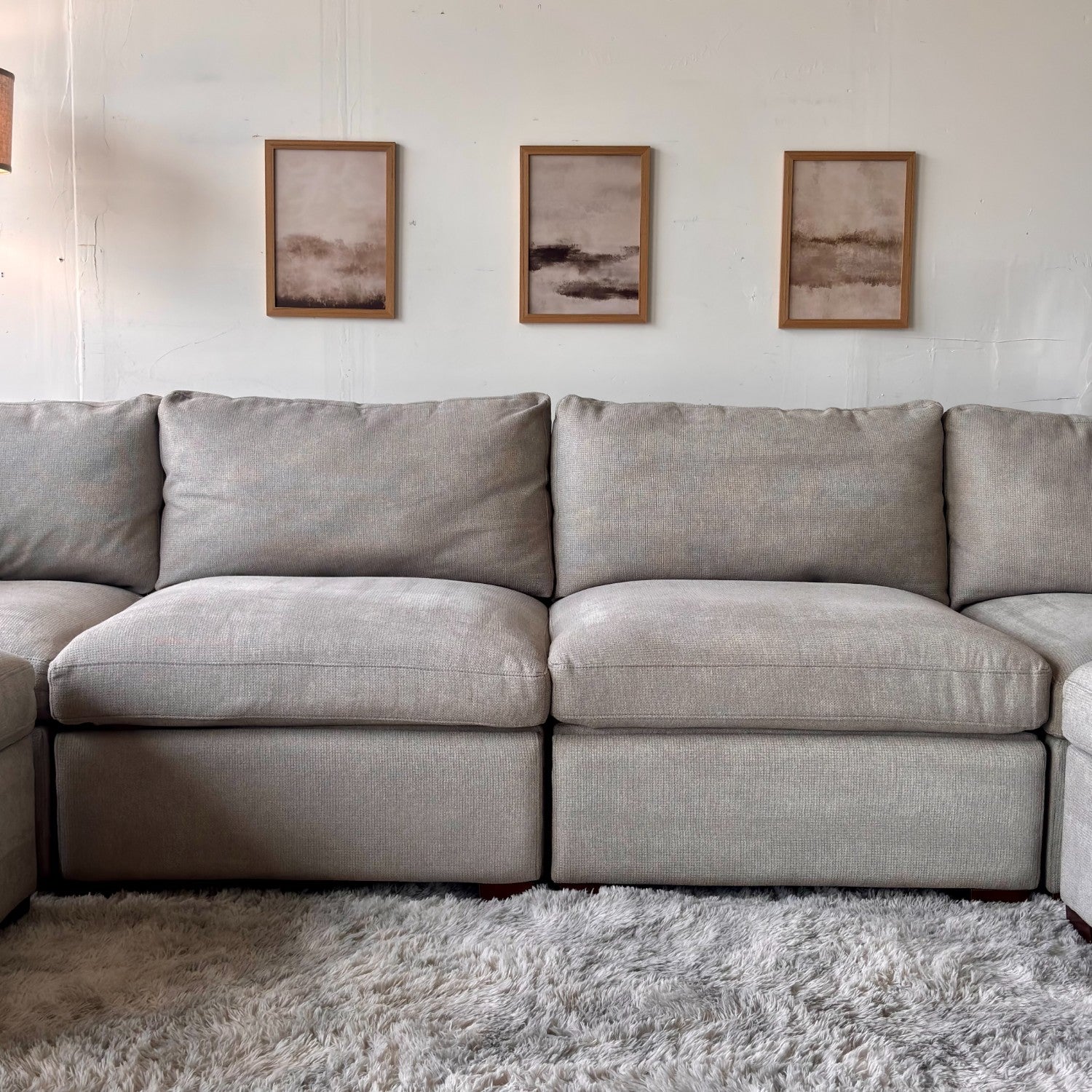 Beige Modular Thomasville "Tisdale" Sectional with Storage Ottoman - Modular Comfort