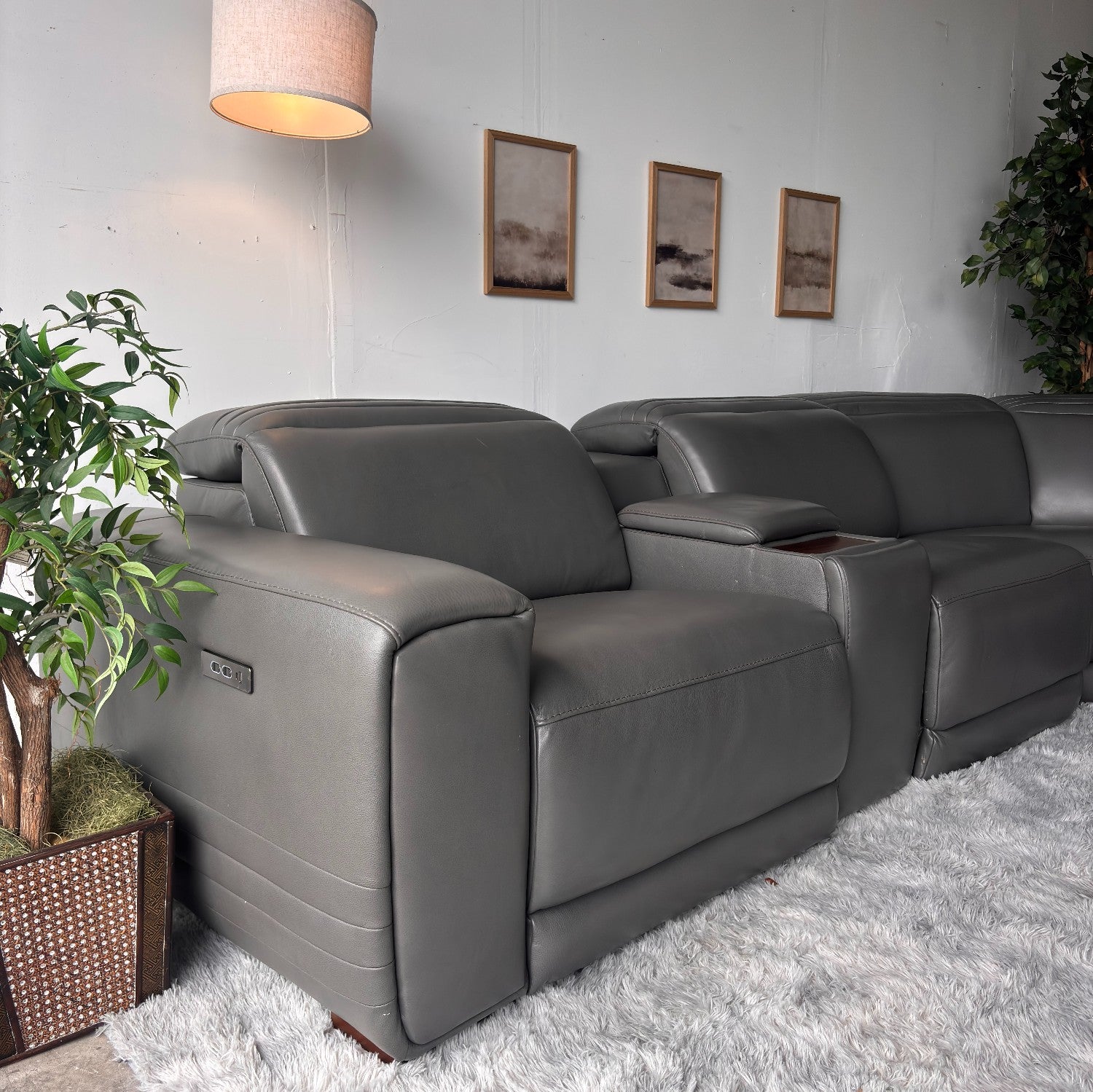 New, In-Box, Aiden & Ivy "Karson" Top Grain Leather Sectional with Power Recliners
