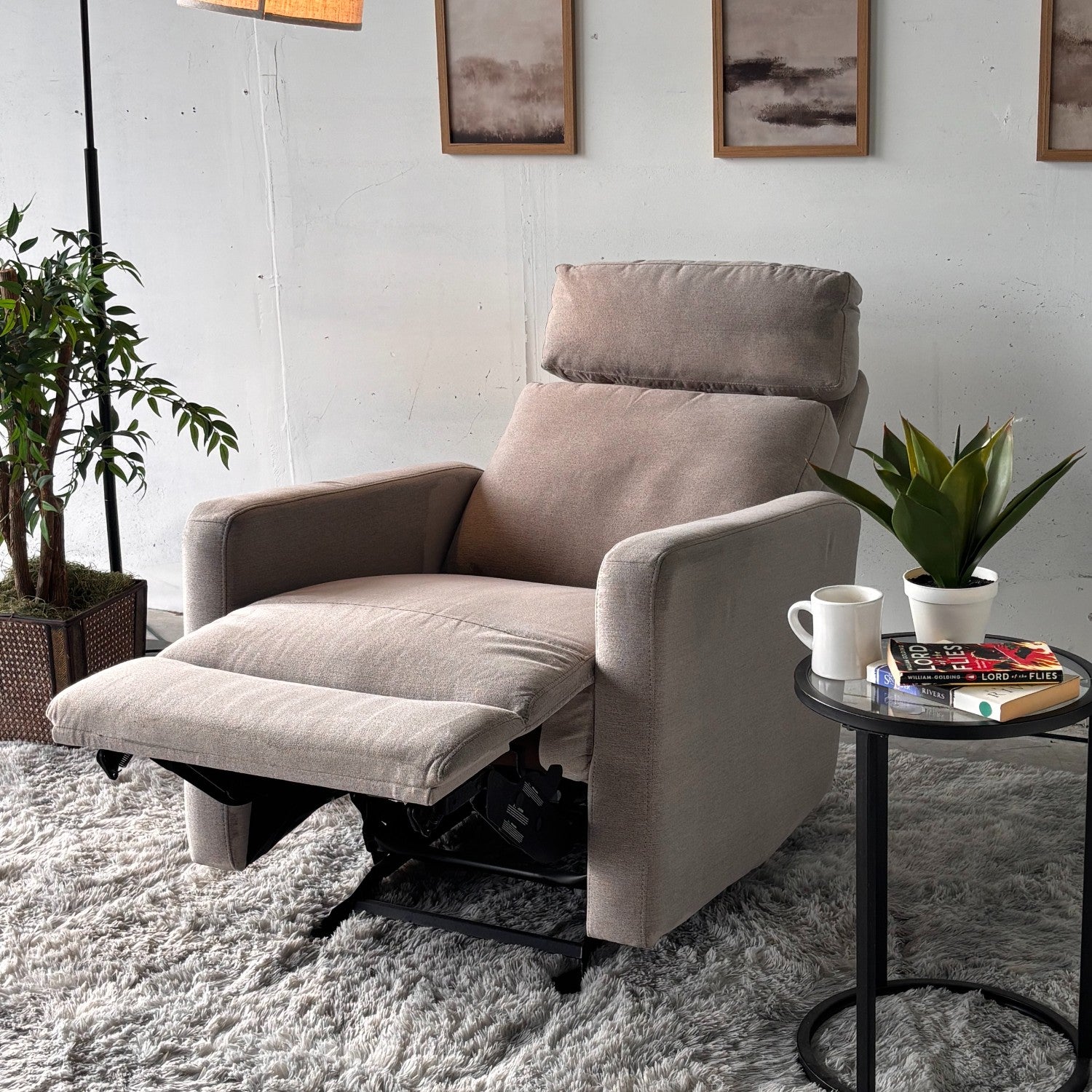 Fabric Power Recliner with LED Lights