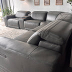 New, In-Box, Aiden & Ivy "Karson" Top Grain Leather Sectional with Power Recliners