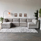 Beige Modular Thomasville "Tisdale" Sectional with Storage Ottoman - Modular Comfort