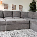 Gray "Luke" Sleeper Sectional with Reversible Storage Chaise