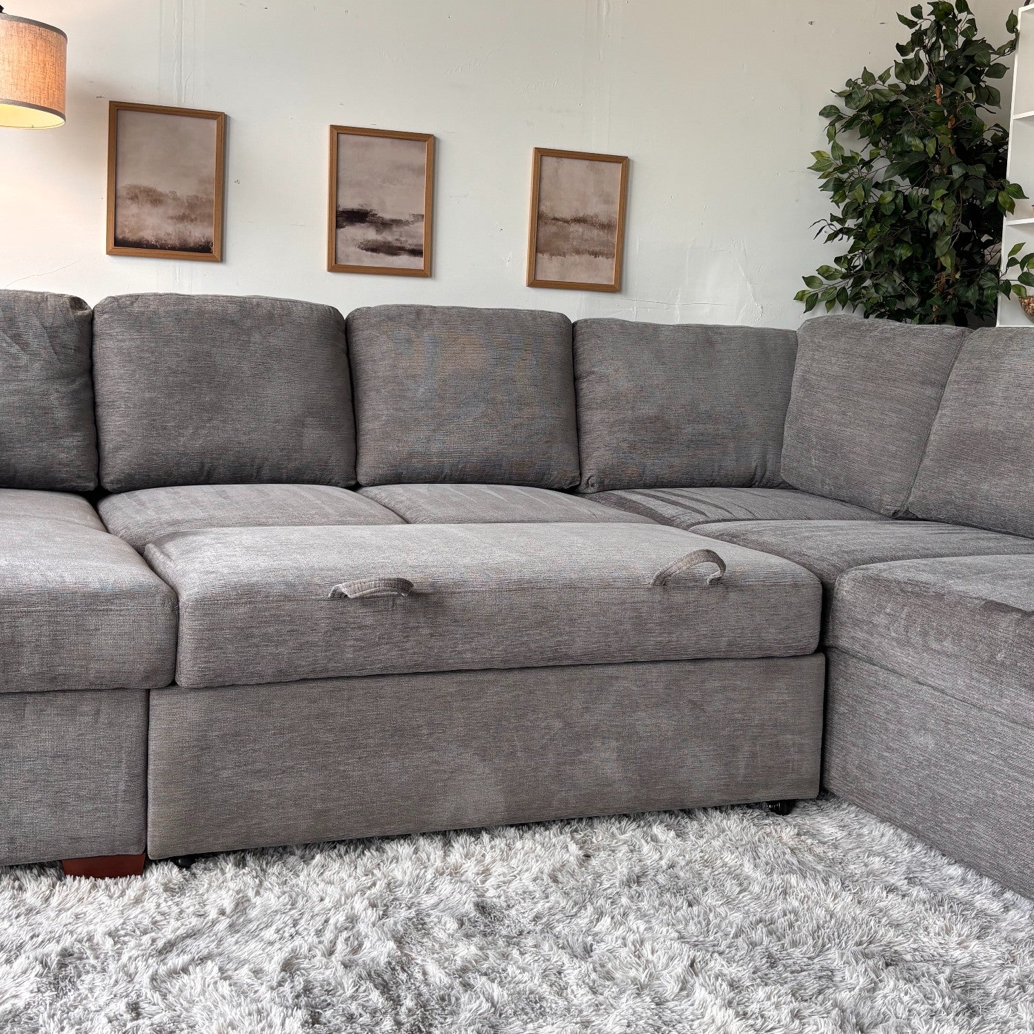 Gray "Luke" Sleeper Sectional with Reversible Storage Chaise