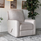 Cream Fabric Swivel Rocker Chair with Recliner