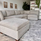 Beige Modular Thomasville "Tisdale" Sectional with Storage Ottoman - Modular Comfort
