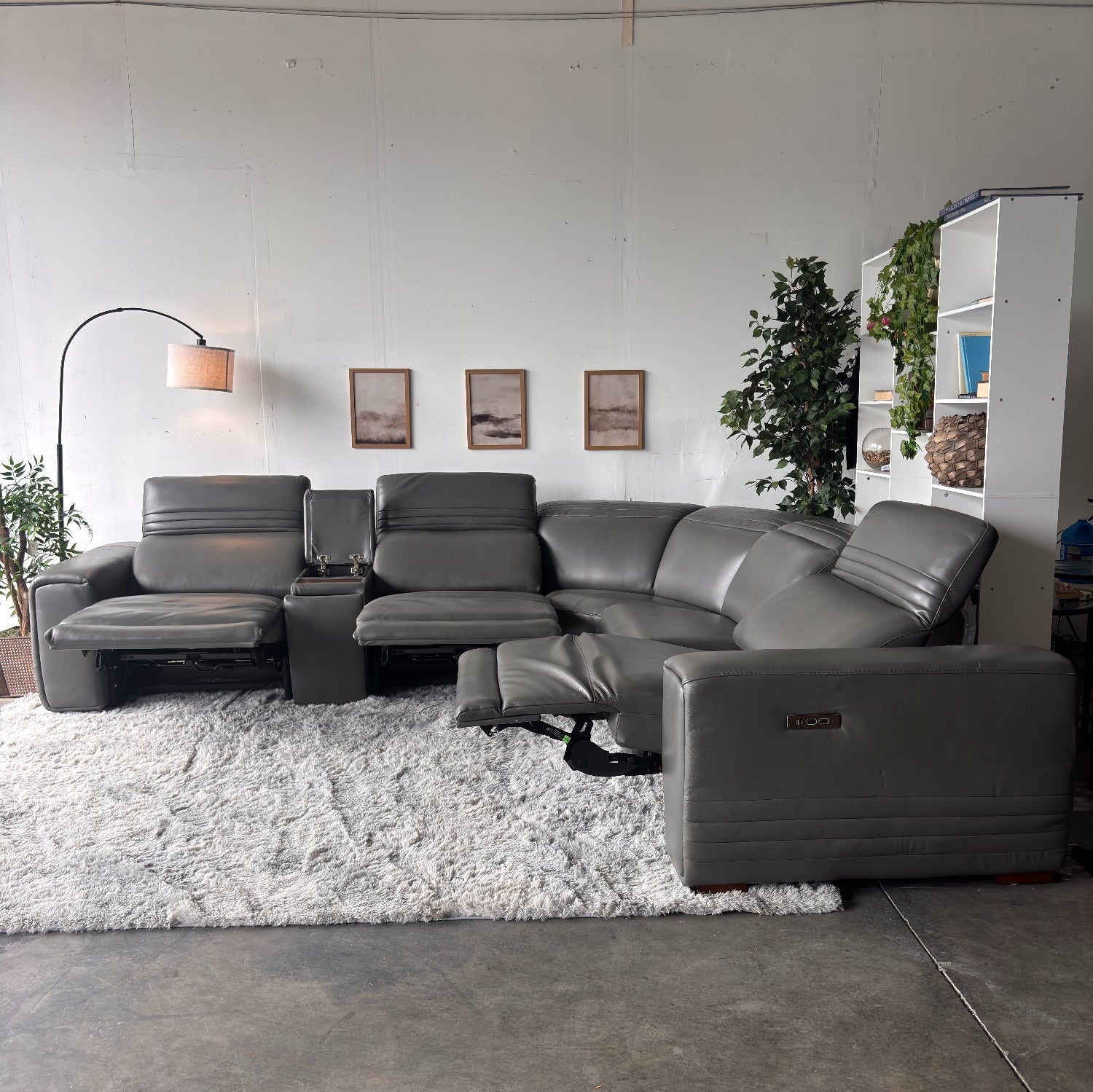 New, In-Box, Aiden & Ivy "Karson" Top Grain Leather Sectional with Power Recliners