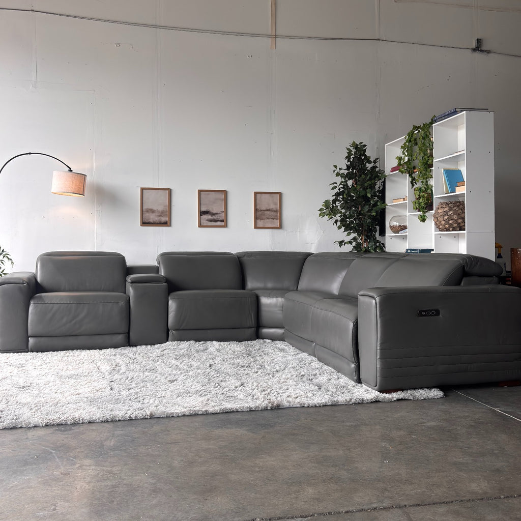 New, In-Box, Aiden & Ivy "Karson" Top Grain Leather Sectional with Power Recliners