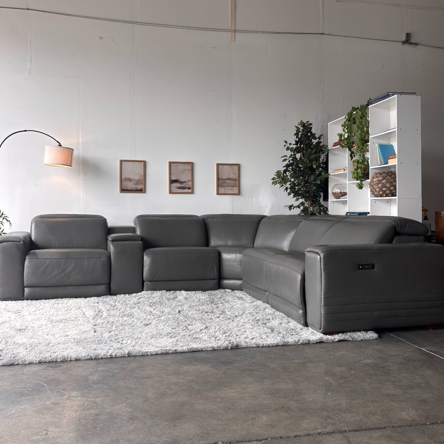 New, In-Box, Aiden & Ivy "Karson" Top Grain Leather Sectional with Power Recliners
