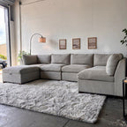 Beige Modular Thomasville "Tisdale" Sectional with Storage Ottoman - Modular Comfort