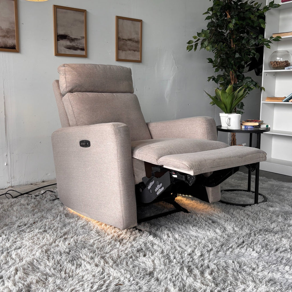 Fabric Power Recliner with LED Lights