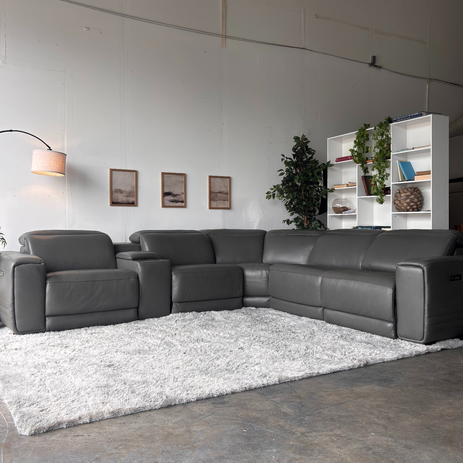 New, In-Box, Aiden & Ivy "Karson" Top Grain Leather Sectional with Power Recliners