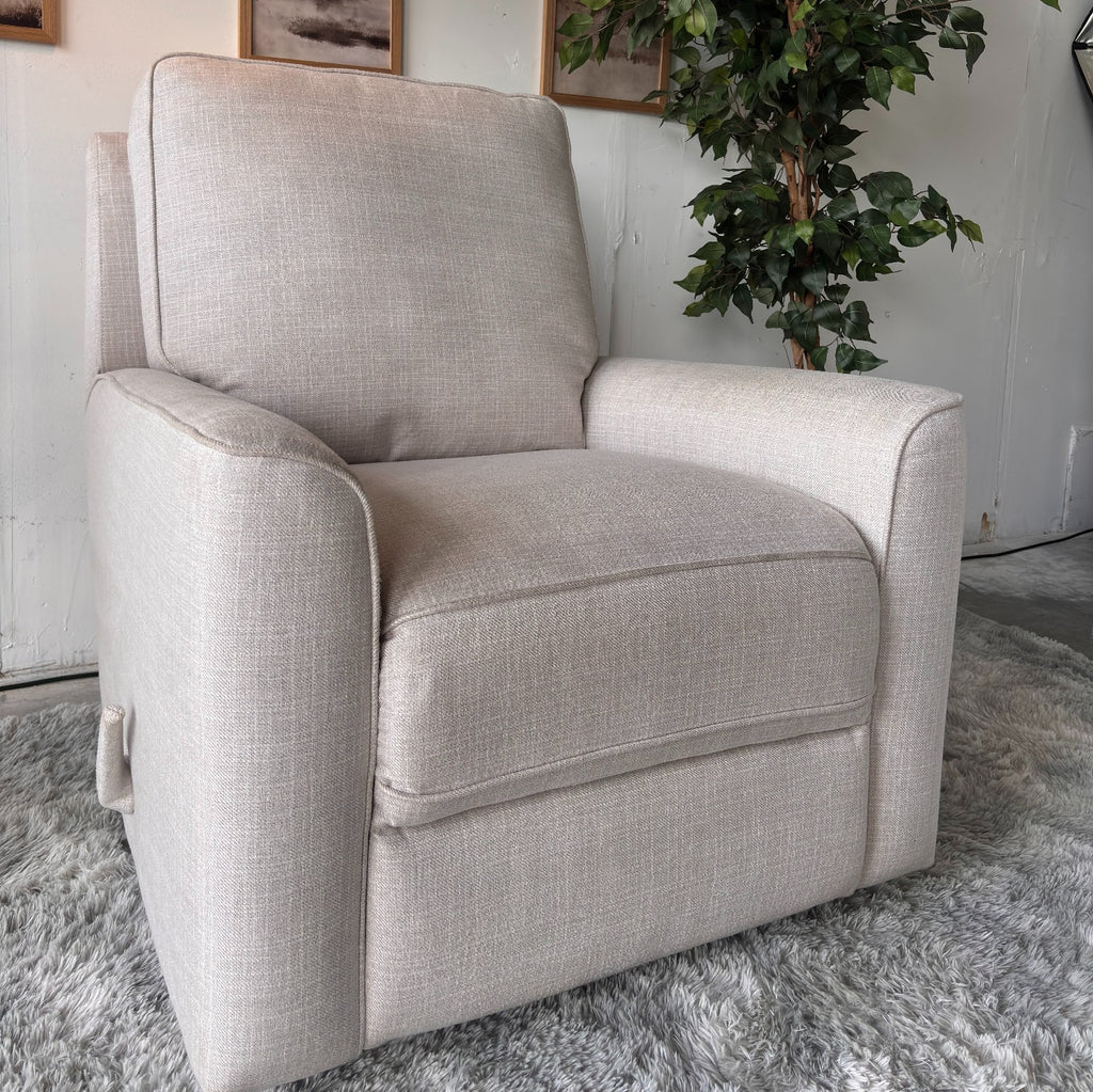 Cream Fabric Swivel Rocker Chair with Recliner