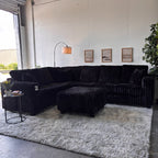 Monroe Fluffy Corduroy Sectional with Ottoman - Brand New