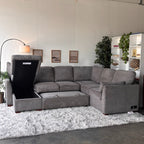 Gray "Luke" Sleeper Sectional with Reversible Storage Chaise