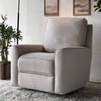 Cream Fabric Swivel Rocker Chair with Recliner