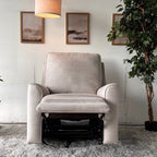 Cream Fabric Swivel Rocker Chair with Recliner