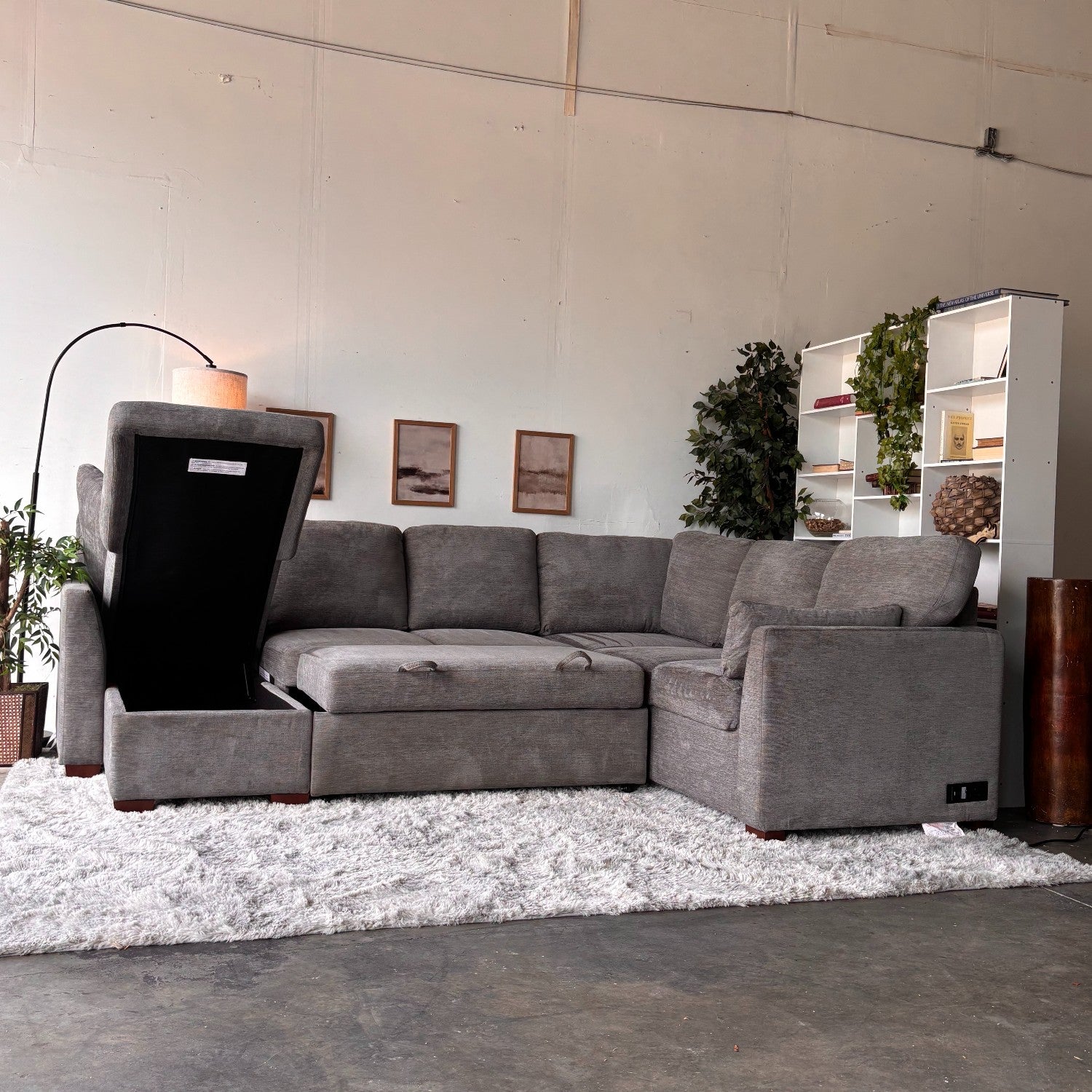 Gray "Luke" Sleeper Sectional with Reversible Storage Chaise