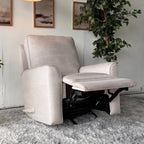 Cream Fabric Swivel Rocker Chair with Recliner