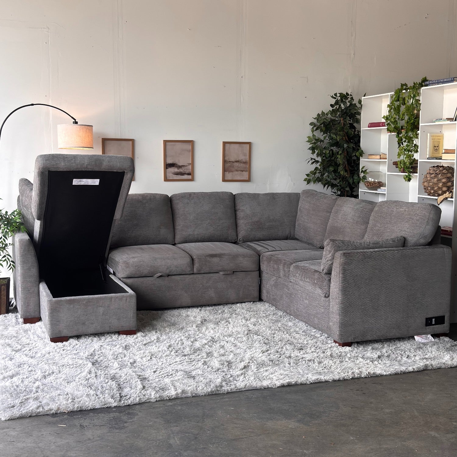 Gray "Luke" Sleeper Sectional with Reversible Storage Chaise