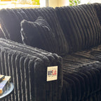 Monroe Fluffy Corduroy Sectional with Ottoman - Brand New