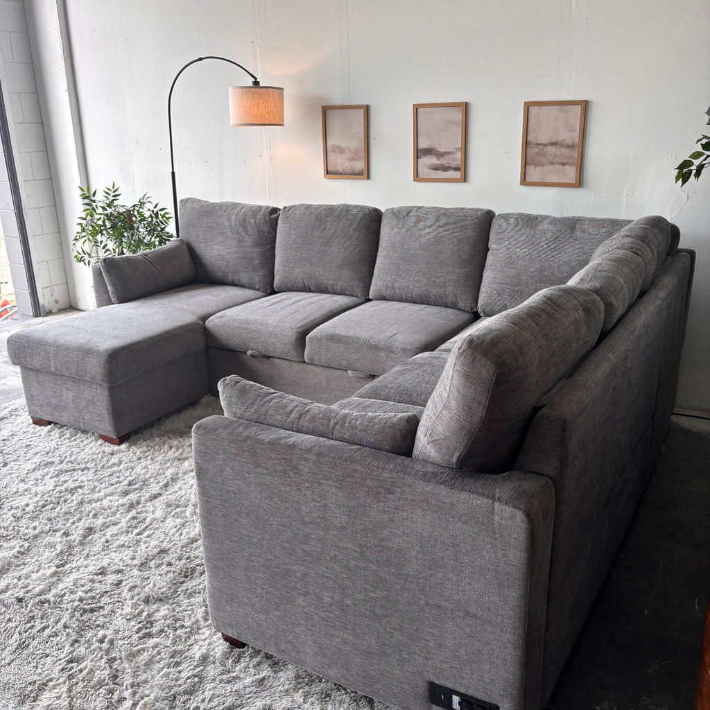 Gray "Luke" Sleeper Sectional with Reversible Storage Chaise