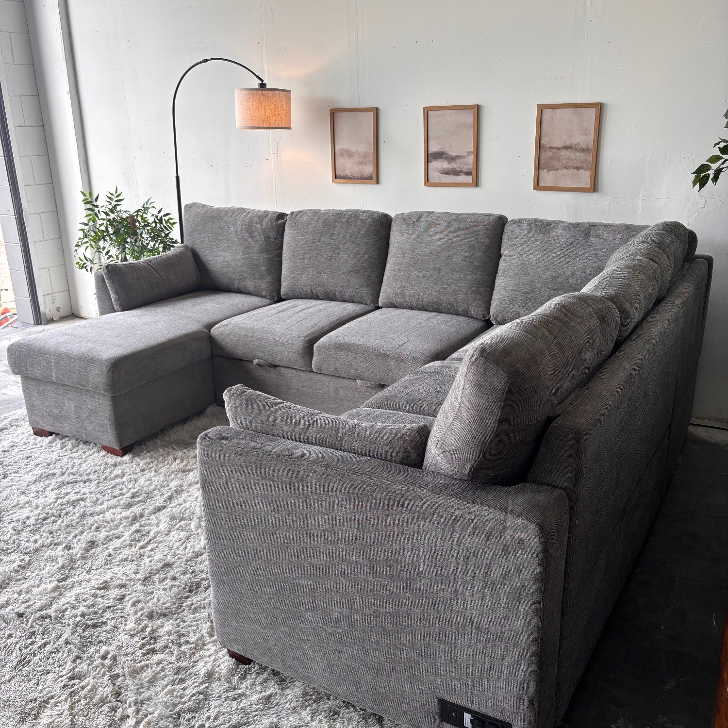 Gray "Luke" Sleeper Sectional with Reversible Storage Chaise