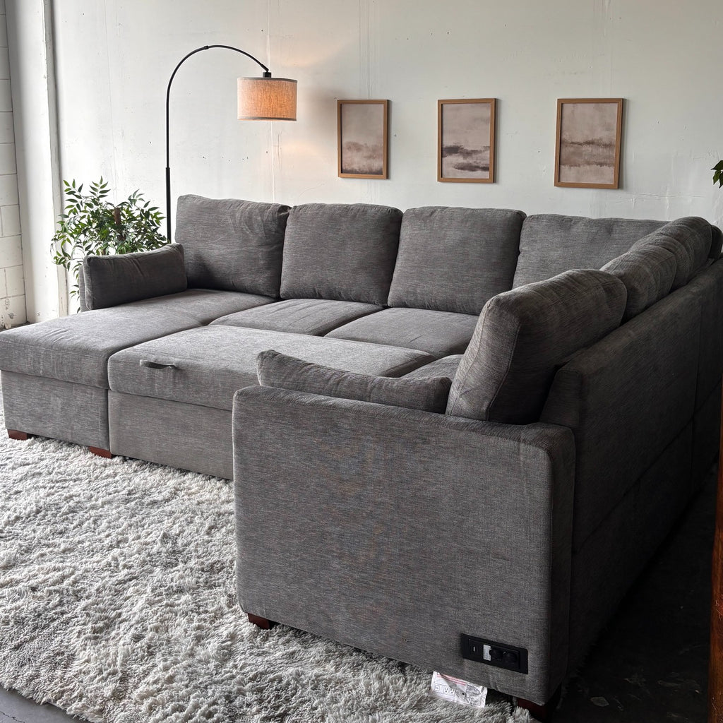 Gray "Luke" Sleeper Sectional with Reversible Storage Chaise