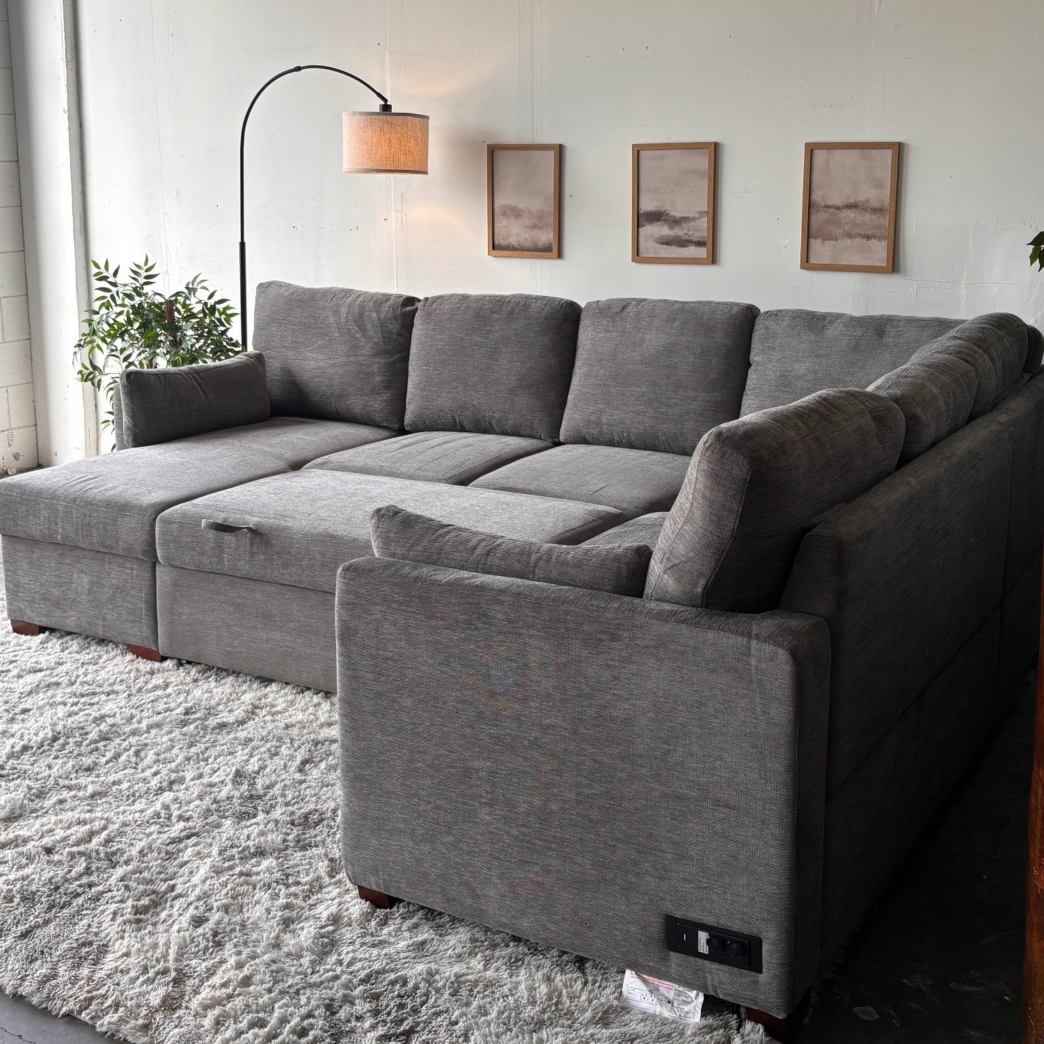 Gray "Luke" Sleeper Sectional with Reversible Storage Chaise