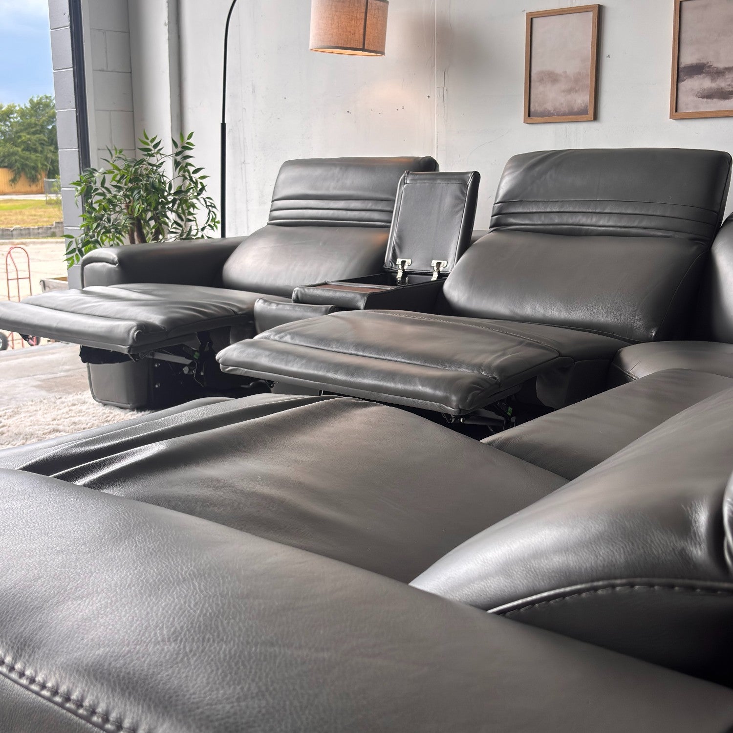 New, In-Box, Aiden & Ivy "Karson" Top Grain Leather Sectional with Power Recliners