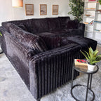 Monroe Fluffy Corduroy Sectional with Ottoman - Brand New