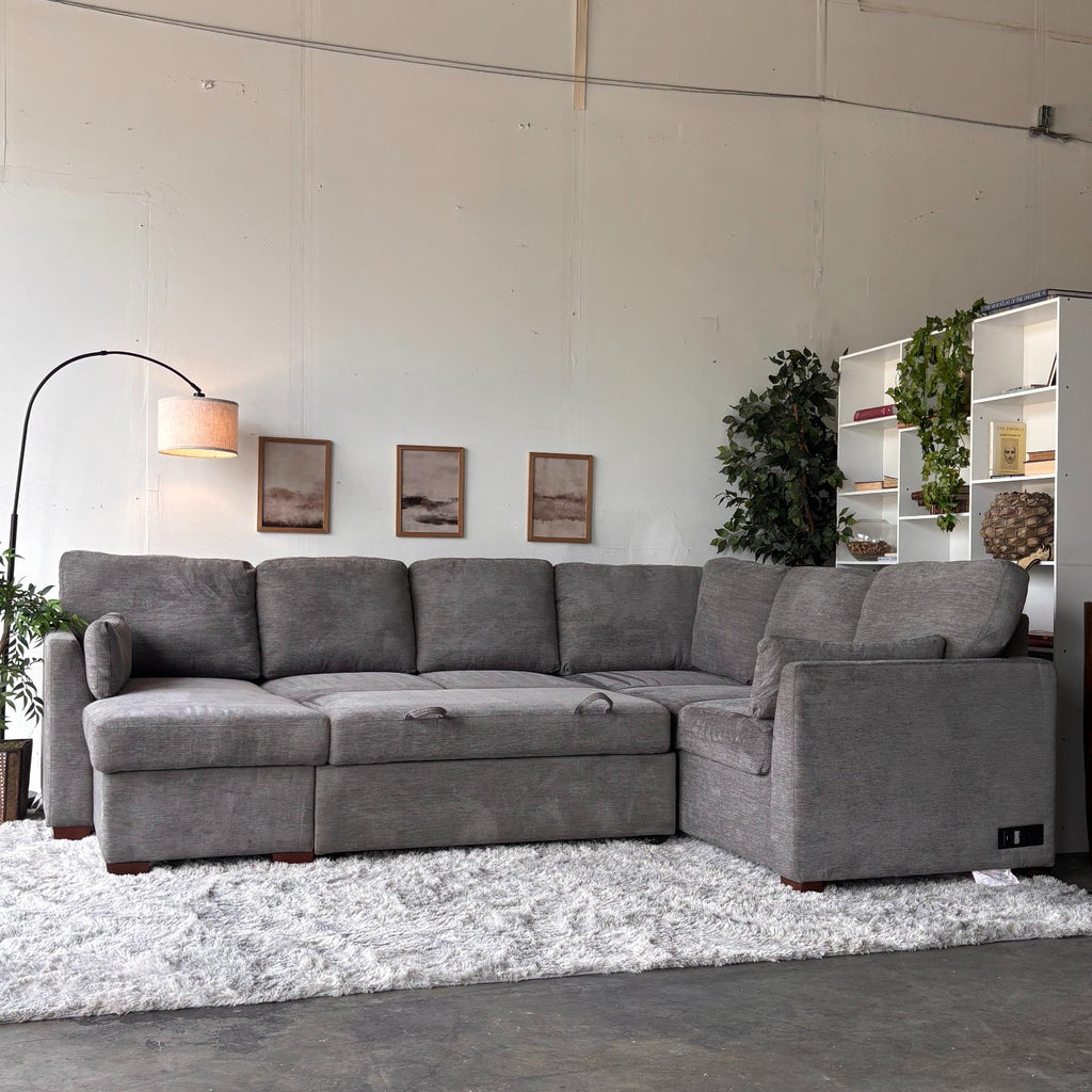 Gray "Luke" Sleeper Sectional with Reversible Storage Chaise