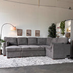 Gray "Luke" Sleeper Sectional with Reversible Storage Chaise