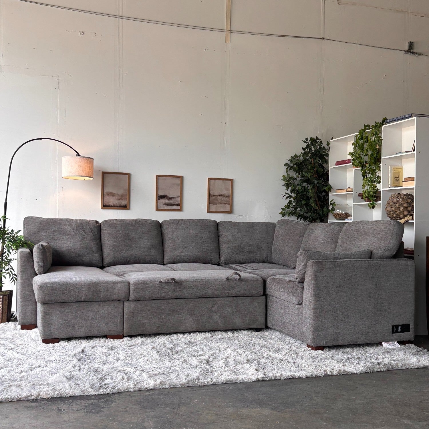 Gray "Luke" Sleeper Sectional with Reversible Storage Chaise