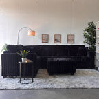 Monroe Fluffy Corduroy Sectional with Ottoman - Brand New