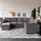 Gray "Luke" Sleeper Sectional with Reversible Storage Chaise
