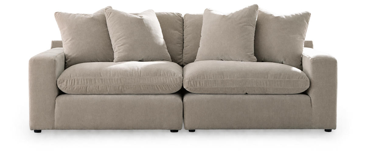 Monaco 2-Piece Loveseat in Pebble — configuration angle 1, transparent background
