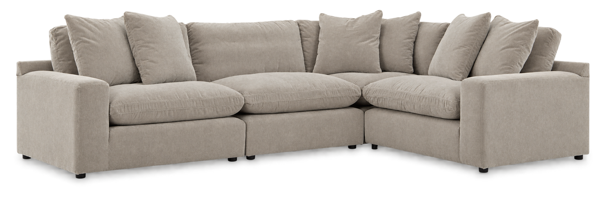 Monaco 4-Piece L-Shaped Sectional in Pebble — configuration angle 2, transparent background