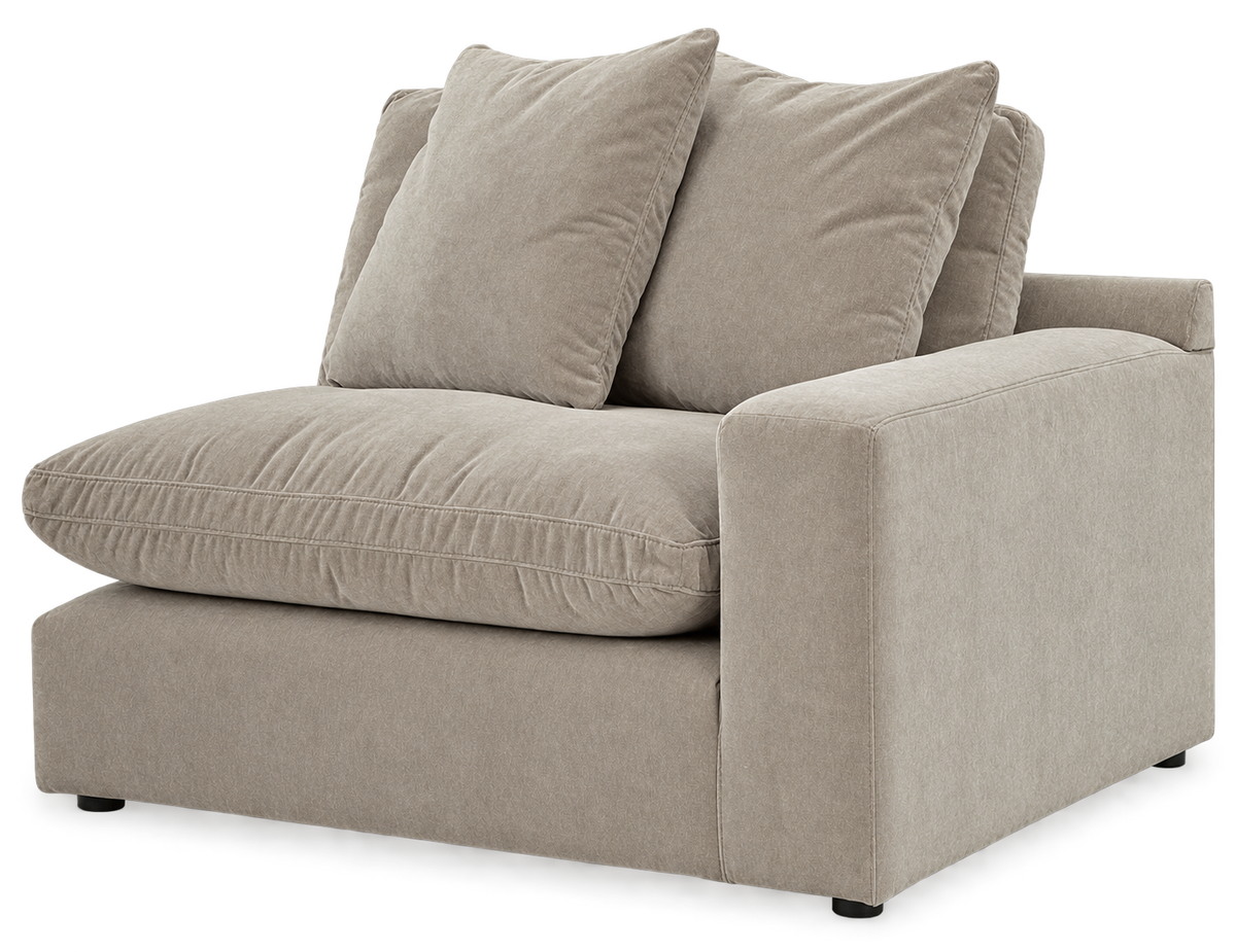 Monaco 6-Piece L-Shaped Sectional in Pebble — seat detail 4, transparent background