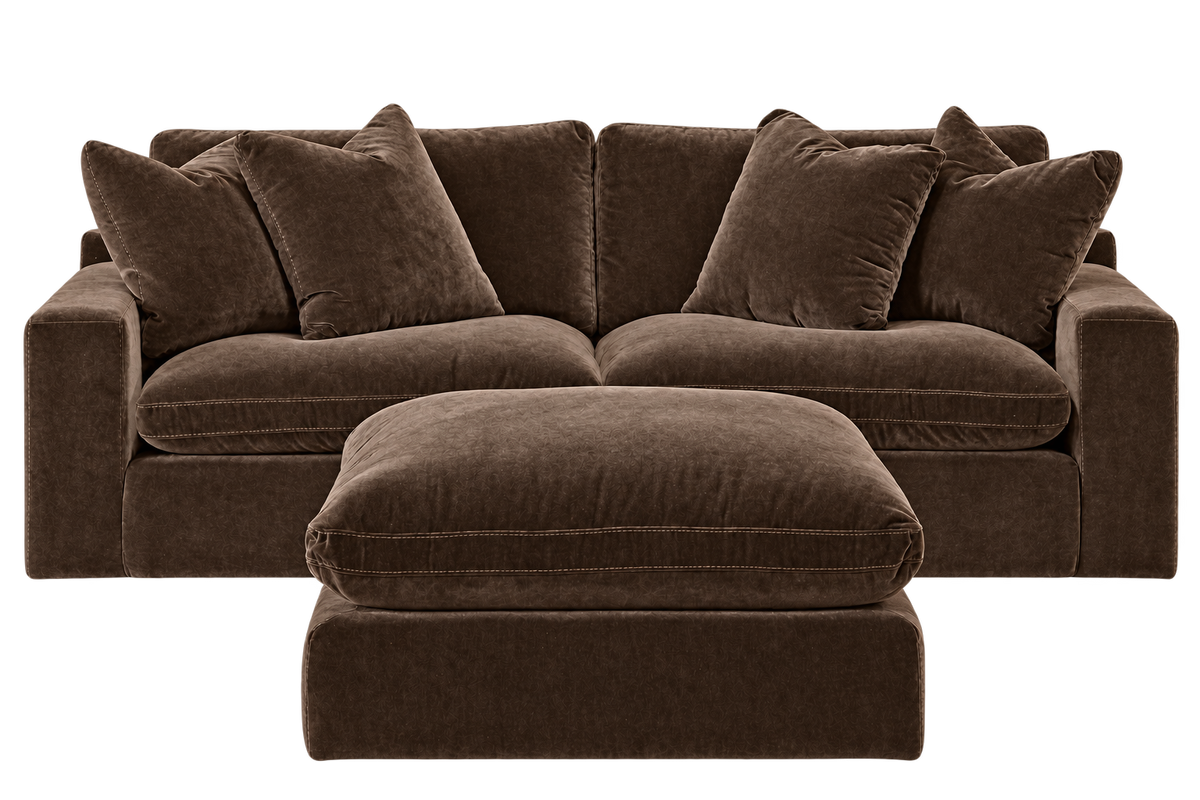 Monaco 2-Piece Loveseat + Ottoman in Bittersweet — configuration angle 5, transparent background